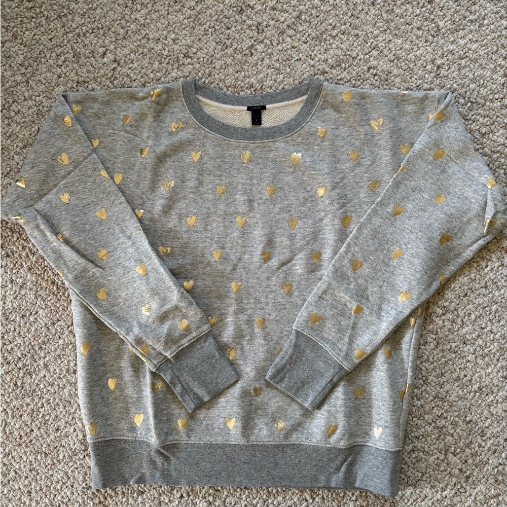 J. Crew Gold Heart print sweatshirt-NWOT